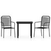 vidaXL Dining Set Black Powder-coated steel, glass, cotton rope Durable