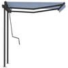 vidaXL Manual Retractable Awning with Posts 9.8'x8.2' Blue and White
