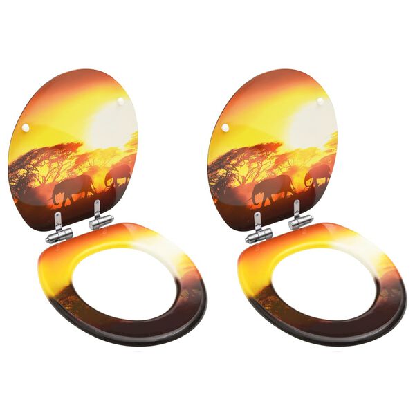 vidaXL WC Toilet Seats with Soft Close Lid 2 pcs MDF Savanne Design (2x146919)