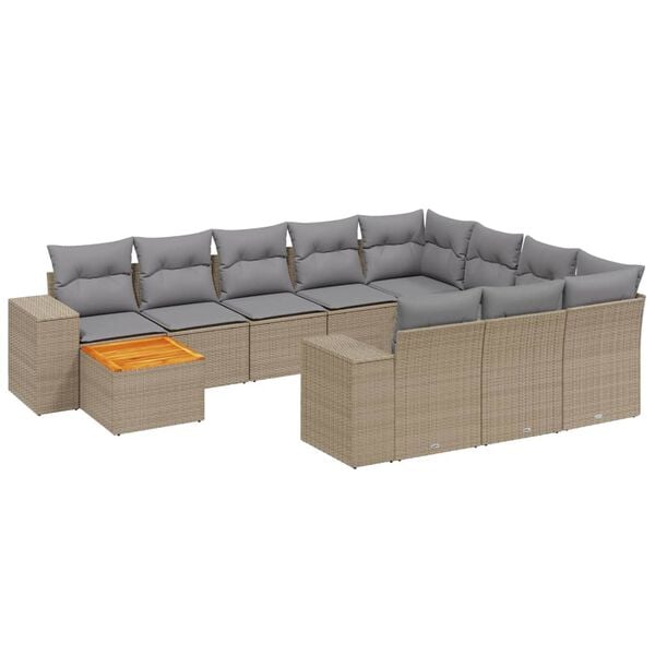vidaXL Garden Sofa Set Beige, Light Grey