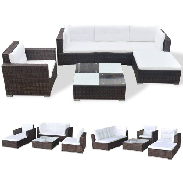 vidaXL Outdoor Furniture Set Brown, Cream White