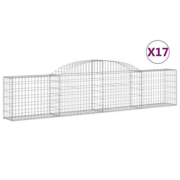 vidaXL Gabion Basket Set of 17 Silver Galvanized iron Large Durable