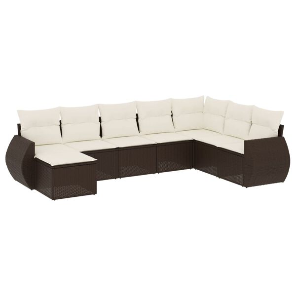 vidaXL Garden Sofa Set Brown Poly Rattan, Powder-Coated Steel, Polyester