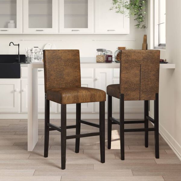 vidaXL Bar Chair Brown and Black Solid rubber wood, fabric (100% polyester)