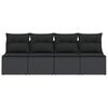 vidaXL Garden Sofa Black Poly Rattan, Powder-Coated Steel 4-Seater