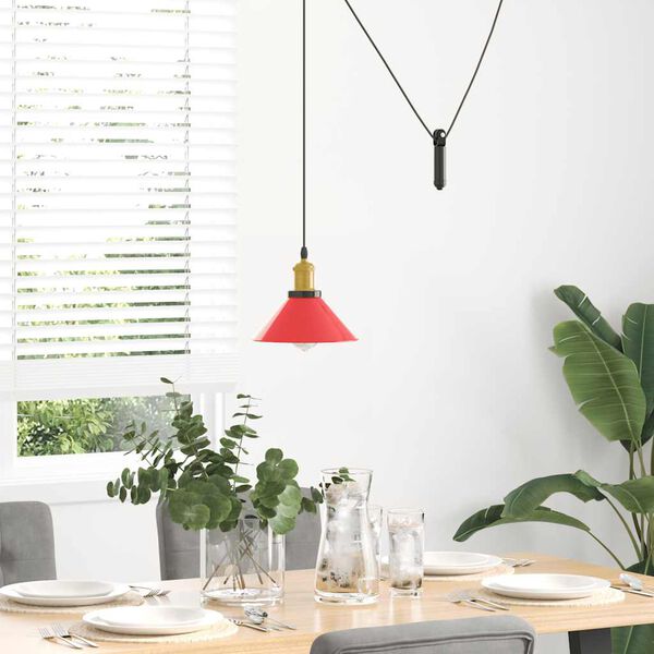 vidaXL Pendant Light Gloss Red Metal Medium Adjustable Armrests
