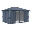vidaXL Gazebo with Curtain 157.5 x 118.1" Anthracite Aluminium