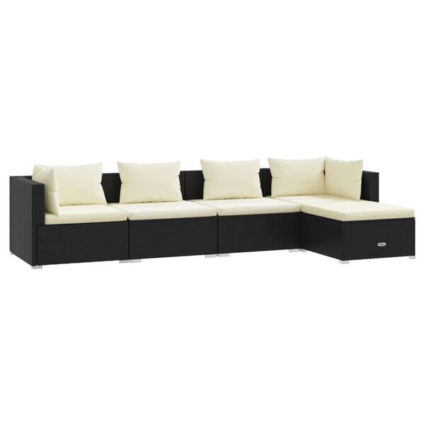 vidaXL Garden Lounge Set Black, Cream