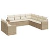 vidaXL Garden Sofa Set Beige PE Rattan Large Adjustable Feet