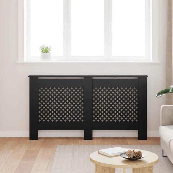 vidaXL Radiator Cover Black 59.8"x7.5"x32.1" MDF