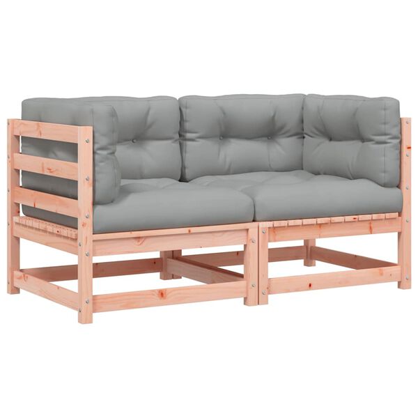 vidaXL Garden Sofa Grey Solid Douglas wood Regular Modular Garden Sofa