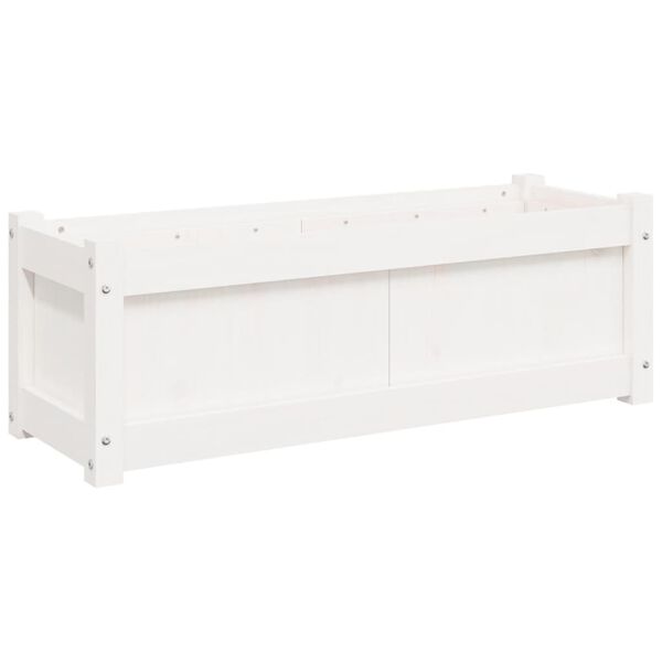 vidaXL Garden Planter White Solid Pine Wood Medium Decorative Inlays