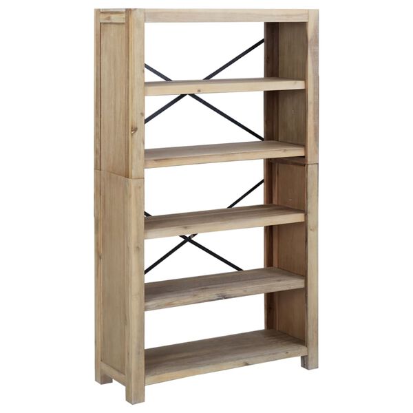vidaXL Bookcase Brown Solid Acacia wood 5-Tier Acacia Wood Bookcase