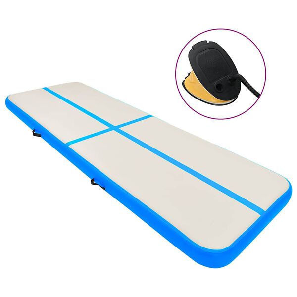 vidaXL Inflatable Gymnastics Mat with Pump 196.9x39.4x7.9" PVC Blue