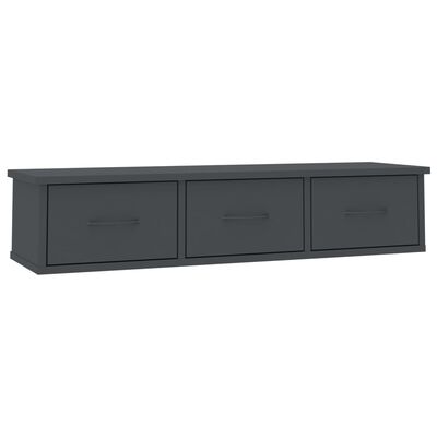 vidaXL Wall-mounted Drawer Shelf Gray 34.6"x10.2"x7.3" Engineered Wood