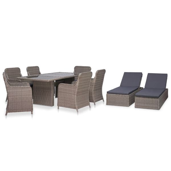 vidaXL Outdoor Dining Set Brown and dark grey