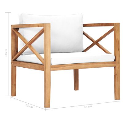 vidaXL 12 Piece Patio Lounge Set with Cream Cushions Solid Wood Teak
