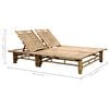 vidaXL Sun Lounger Taupe Bamboo and Polyester 2-Person