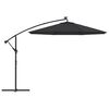 vidaXL Cantilever Garden Parasol Black Polyester fabric, steel pole Large