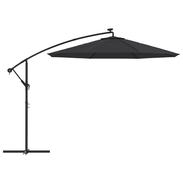vidaXL Cantilever Garden Parasol Black Polyester fabric, steel pole Large