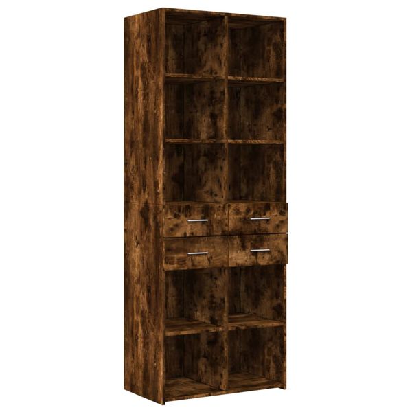 vidaXL Highboard Smoked Oak Engineered Wood Tall Highboard Rectangular