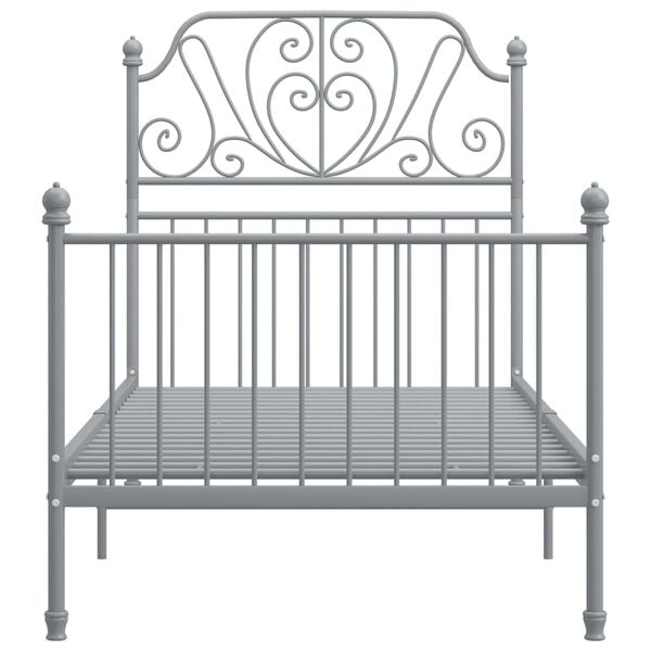 vidaXL Bed Frame Grey Powder-coated metal Single Durable Bed Frame