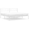 vidaXL Metal Bed Frame White Powder-Coated Steel 79 x 79 in Modern