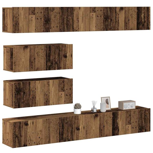 vidaXL TV Cabinet Set 6-Piece Old Wood Engineered Wood Large