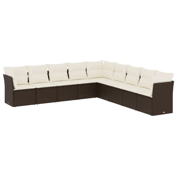vidaXL Garden Sofa Set Brown and Cream White