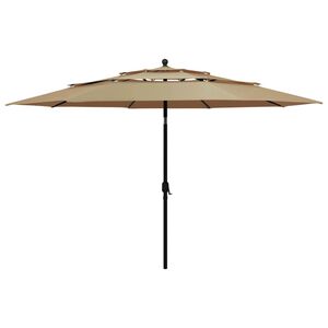 vidaXL Parasol Taupe Polyester, Powder-Coated Aluminum 3.5 m Canopy