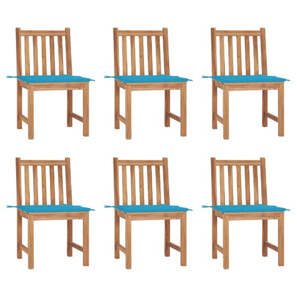 vidaXL Patio Chairs 6 pcs with Cushions Solid Teak Wood
