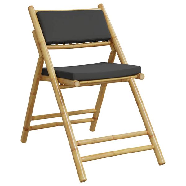 vidaXL Bistro Chair Set of 6 Dark grey Bamboo, Polyester Standard