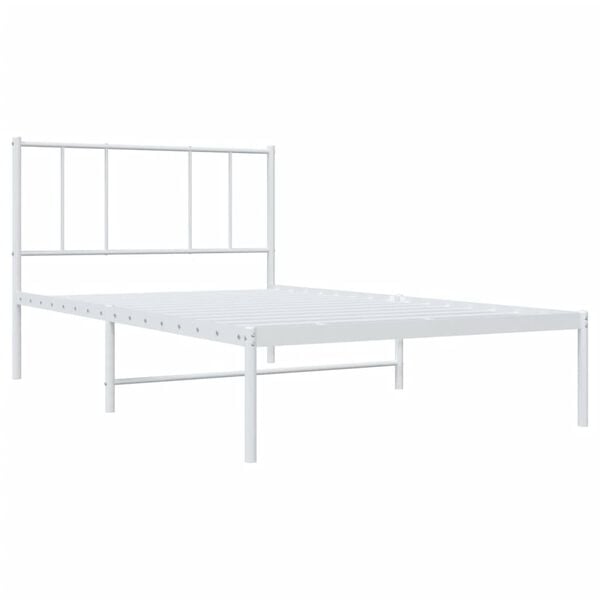 vidaXL Bed Frame White Steel Twin Metal Bed Frame Rectangular