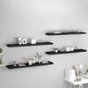 vidaXL Wall Shelf Set of 4 Black Honeycomb MDF, metal 47.2 x 9.3 in