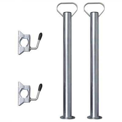 vidaXL 2 Support Tubes with 2 Split Clamps for 1.9" Jockey Wheel