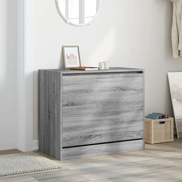 vidaXL Shoe Cabinet Grey Sonoma Engineered Wood Medium Modern