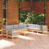 vidaXL Garden Lounge Set Gray, Natural Wood Solid pine wood, polyester