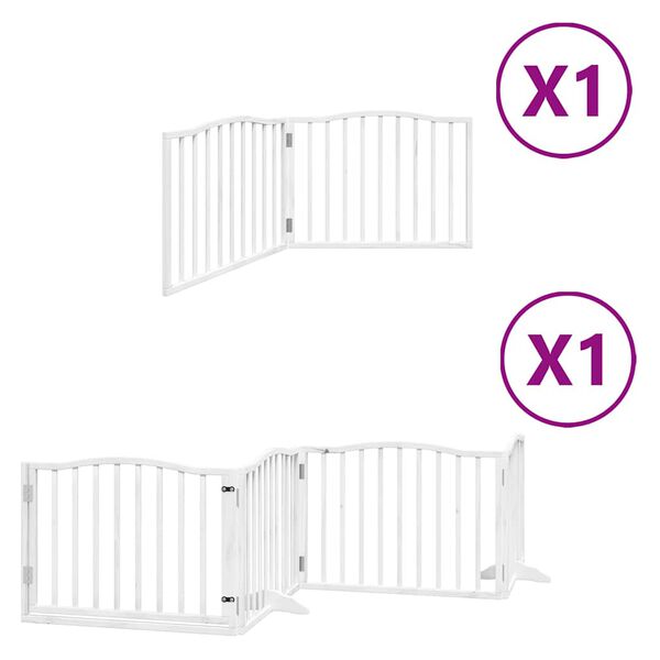 vidaXL Dog Gate Set of 6 White Poplar Wood Foldable Dog Gate