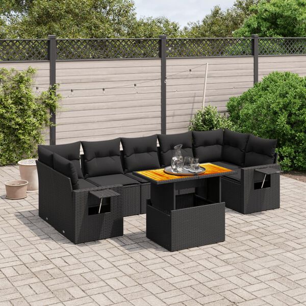vidaXL Garden Sofa Set Black