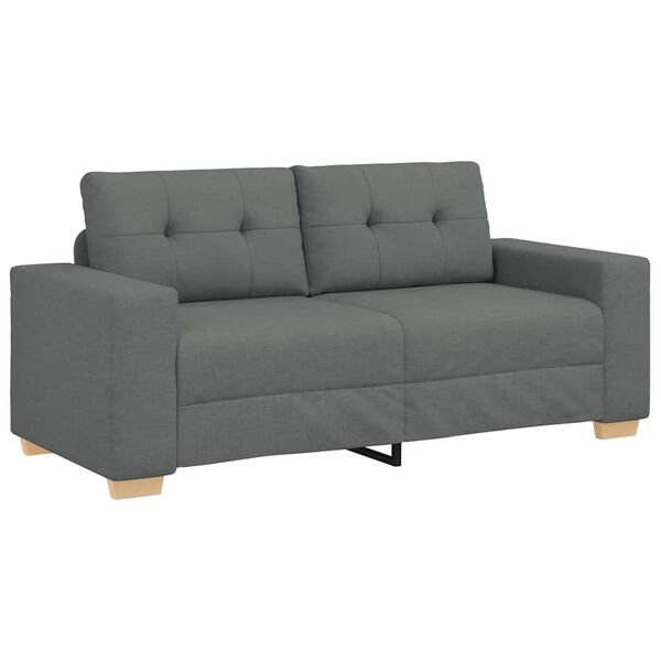 vidaXL Loveseat Sofa Dark Grey Polyester Fabric, Plywood, Steel, Plastic