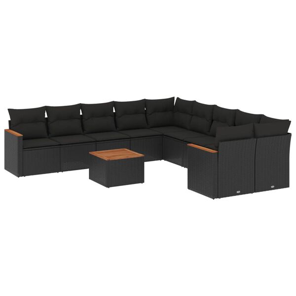 vidaXL Garden Sofa Set Black PE rattan Large Modular Garden Sofa Set