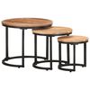 vidaXL Side Table Set of 3 Natural Wood
