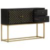 vidaXL Sideboard Black and Gold Solid Mango Wood, Iron Medium Sideboard