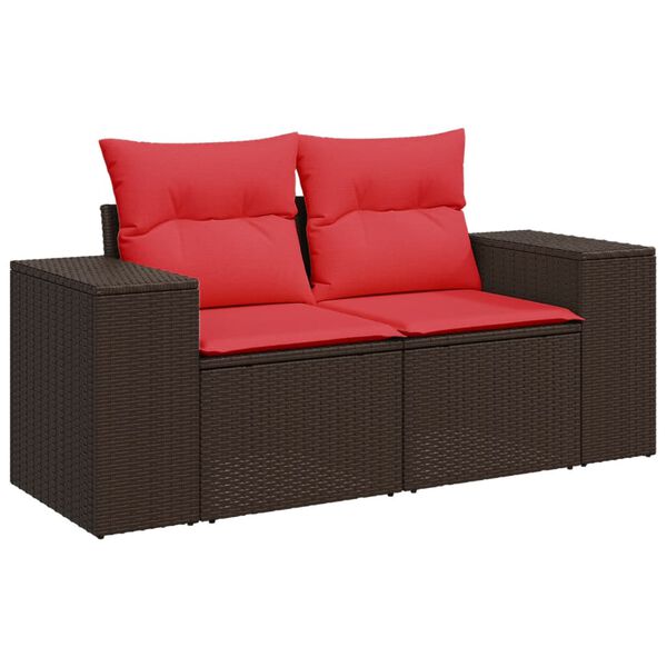 vidaXL 5 Piece Garden Sofa Set with Cushions Brown Poly Rattan