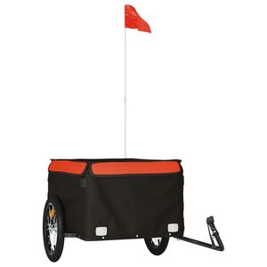 vidaXL Bike Trailer Black and Orange 99.2 lb Iron
