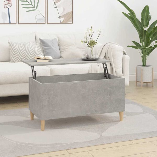 vidaXL Coffee Table Concrete Grey Engineered wood, Solid eucalyptus wood