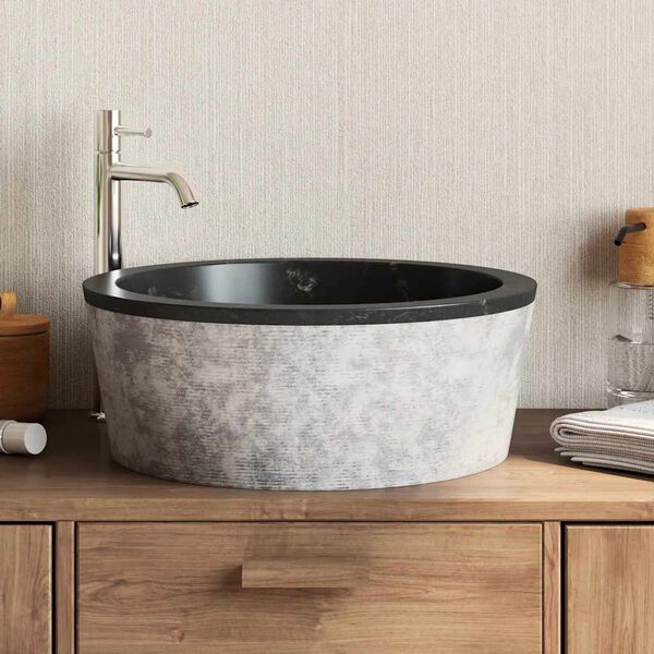 vidaXL Sink Black &Oslash;15.7"x5.9" Marble