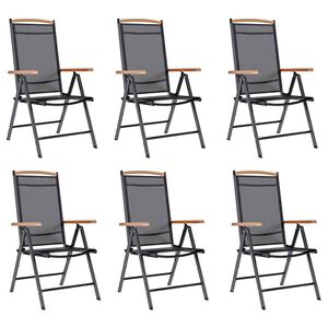 vidaXL Garden Chair Set of 6 Black Plywood Standard Foldable
