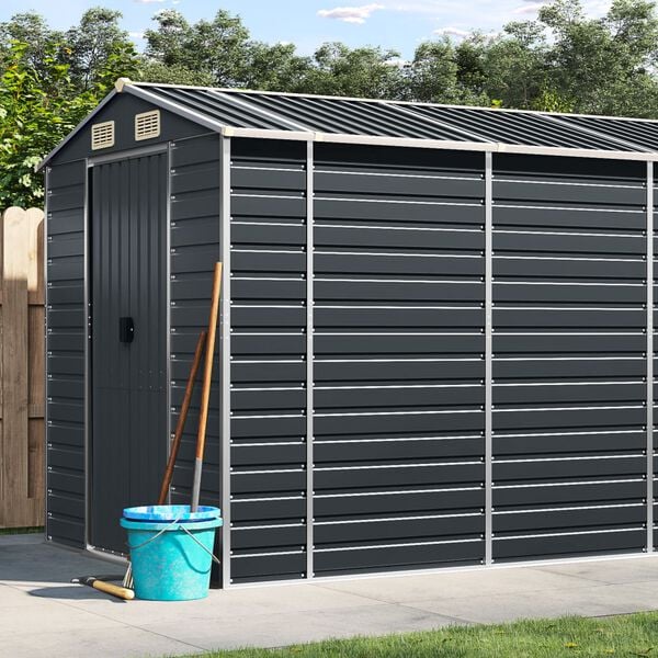 vidaXL Garden Shed Anthracite Galvanized Steel Large Garden Shed