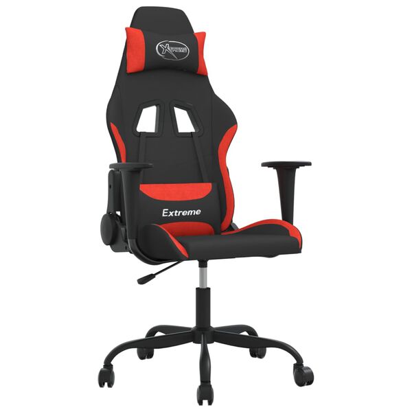 vidaXL Gaming Chair Black and Red Fabric